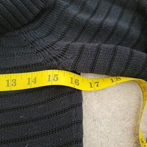 WHITE HOUSE BLACK MARKET BLACK STRIPED RIBBED KNIT COWL NECK SWEATER, SIZE S - Picture 8 of 11